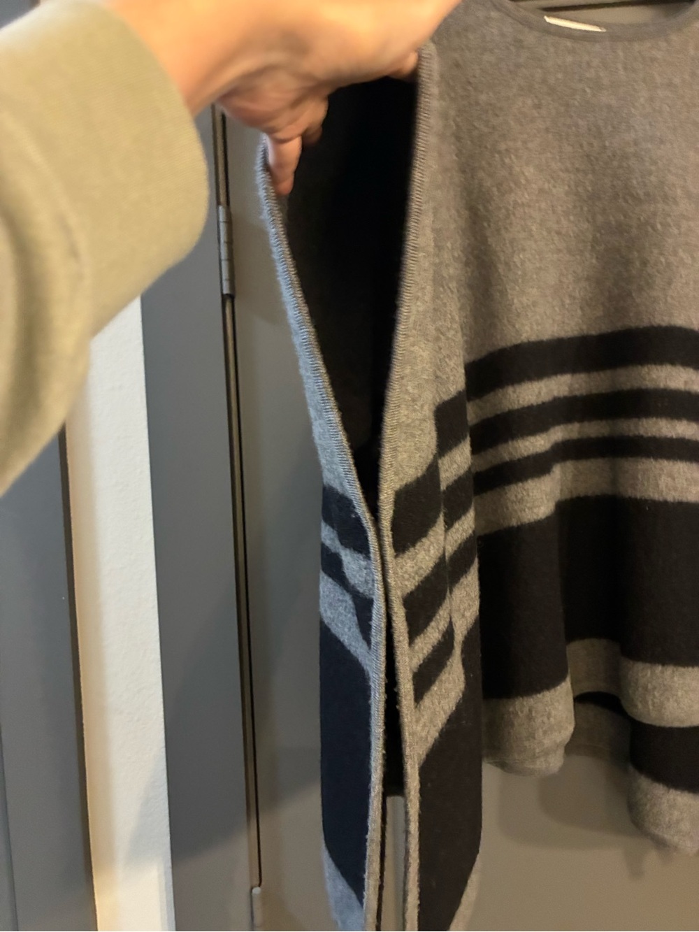 Kate Spade Gray and Black Striped Poncho Sweater - Picture 2 of 6